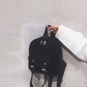 Mini Double Buckle Decor Classic Backpack, Casual Zipper Dome Hand Bag, Fashion Shoulder Phone Purse